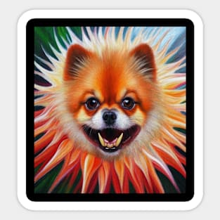 Pomeranian Flower Sticker